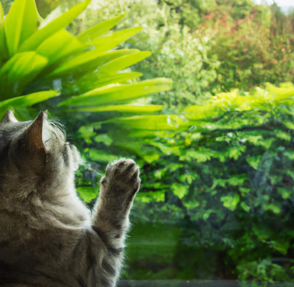 cat trying to eat plants