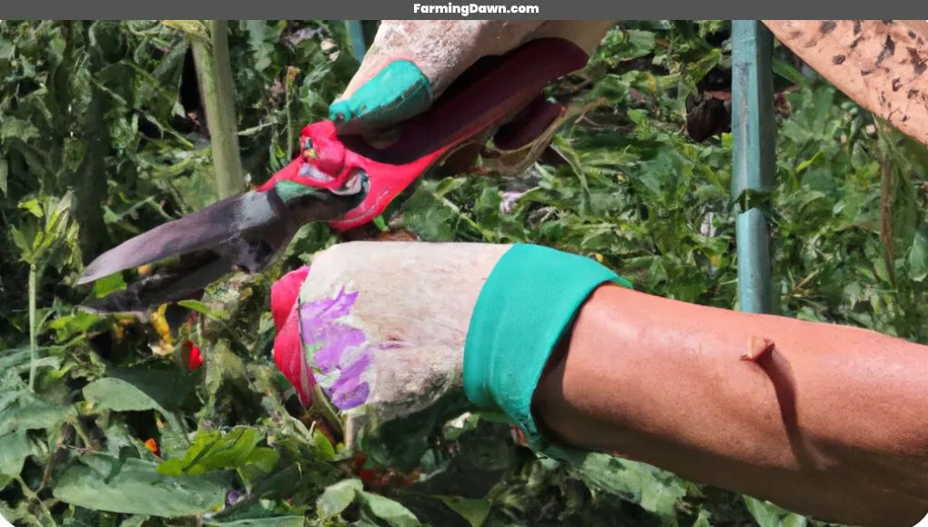 harvesting determinate tomato plants with cutter