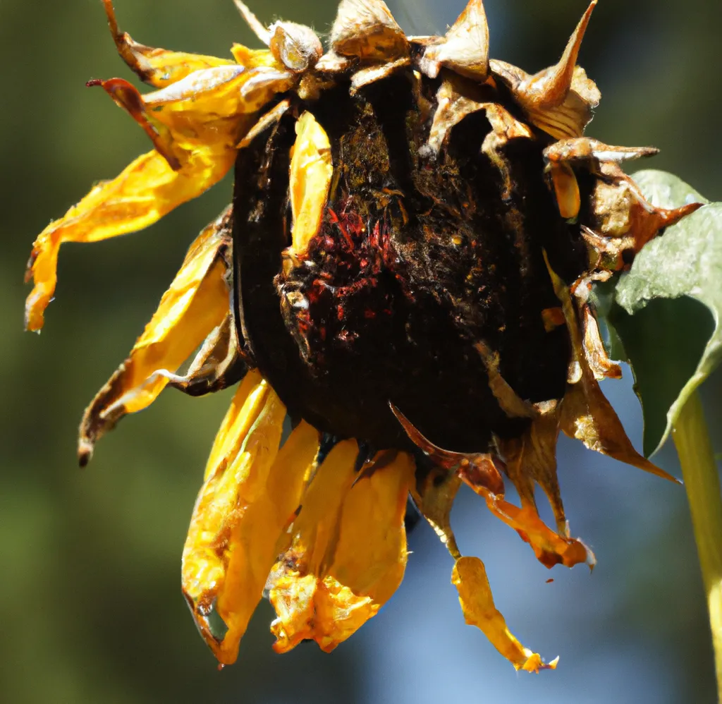 sunflower wilting in the sun